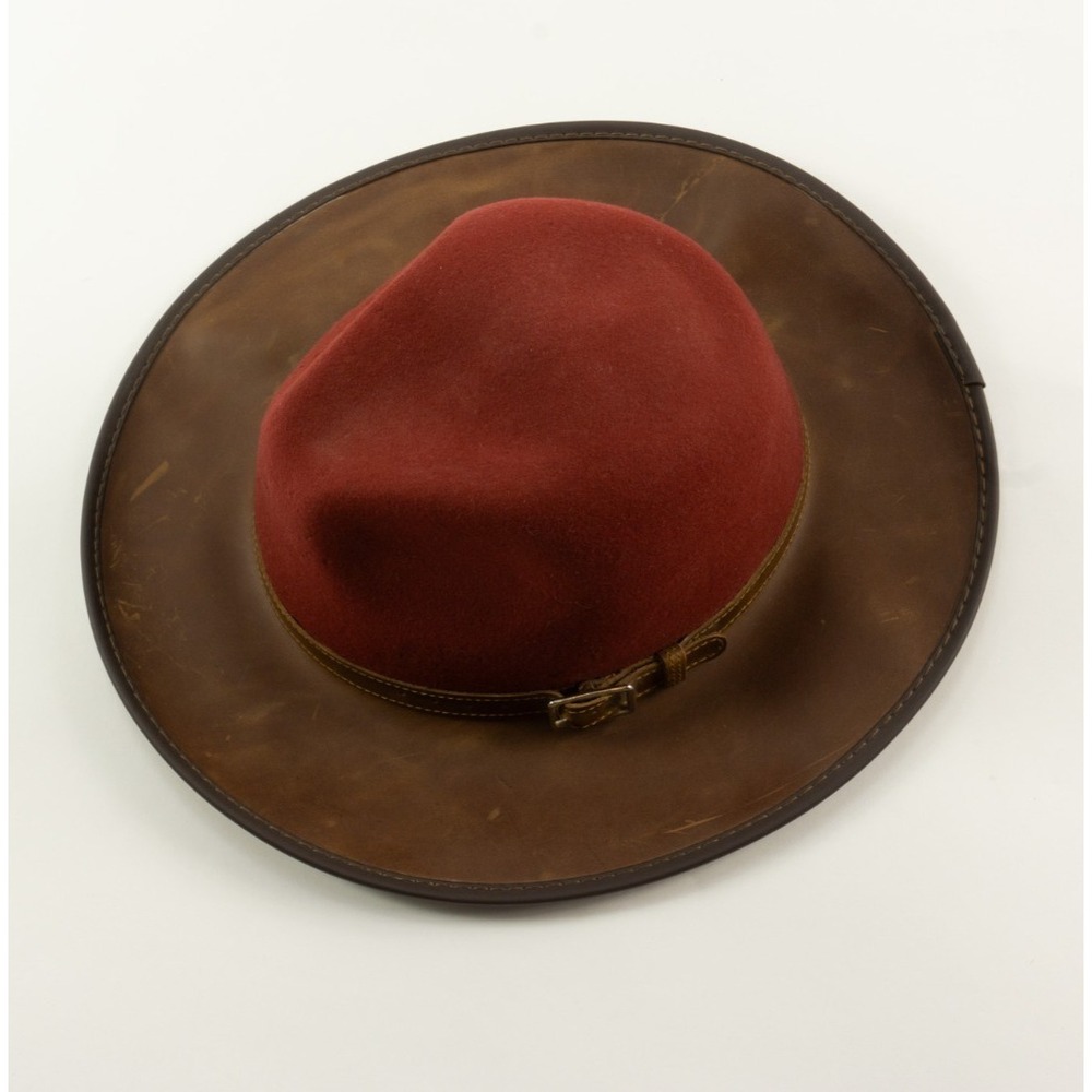 Overland Cowboy Desperado Wool & Leather Western Hat Outback Red Brown Small